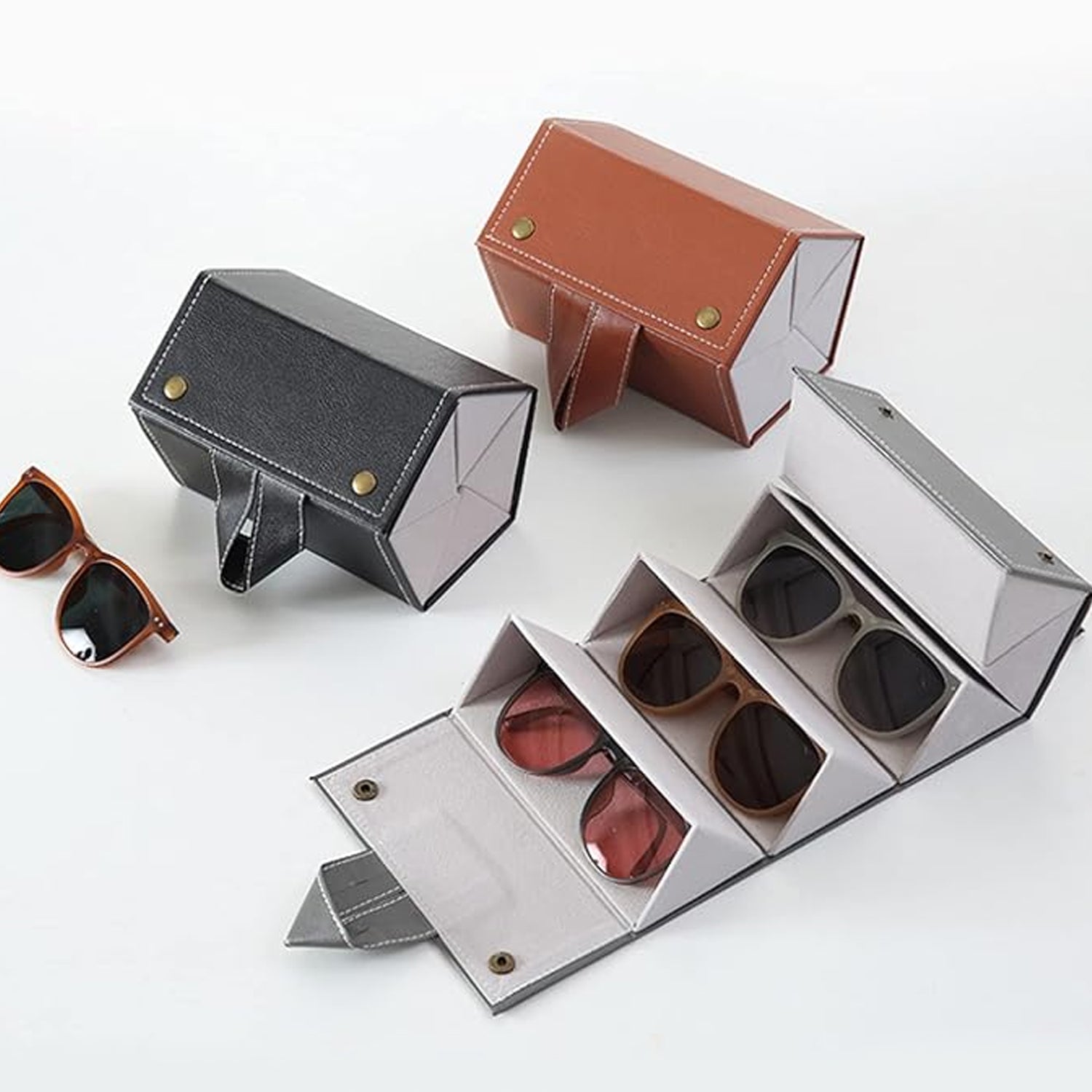 5 Slots Sunglasses Organizer Box, Glass Holder Box, spectacle case of sunglasses, Specs case, Foldable Travel Glasses Case Storage (1 Pc) 5 Slots Sunglasses Organizer Box, Glass Holder Box, spectacle case of sunglasses, Specs case, Foldable Travel Glasses Case Storage (1 Pc)